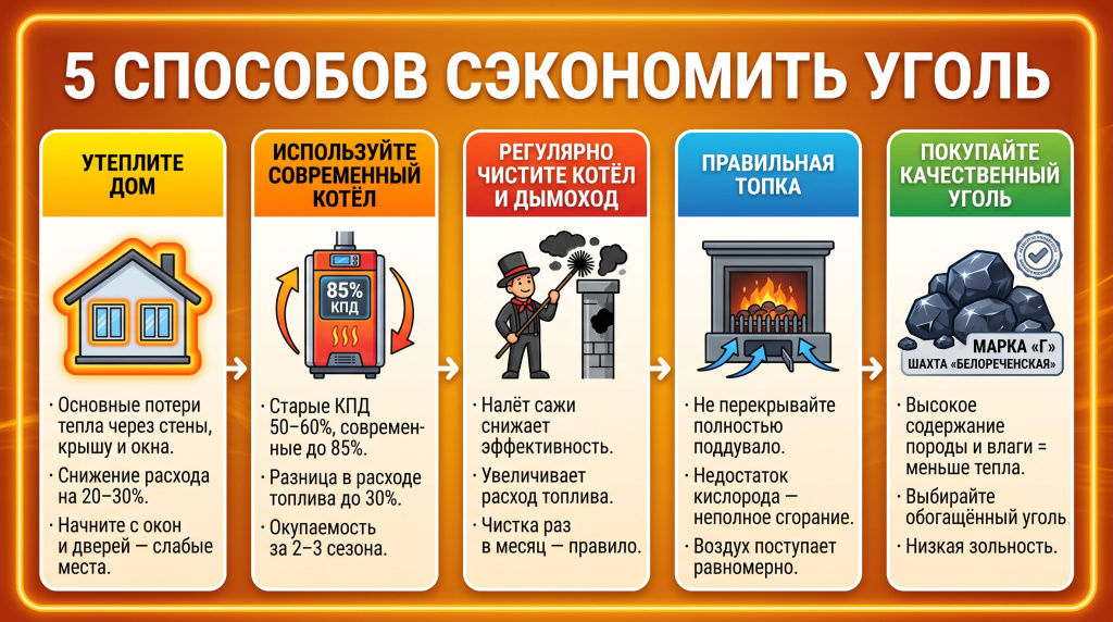 Способы экономии угля в частном доме